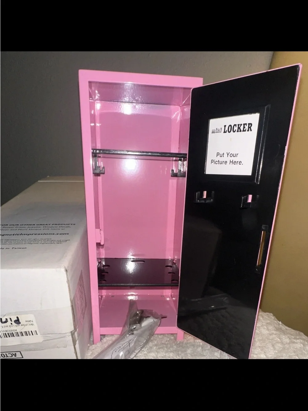 Pink Metal Mini Locker Jewelry Organizer with Lock
